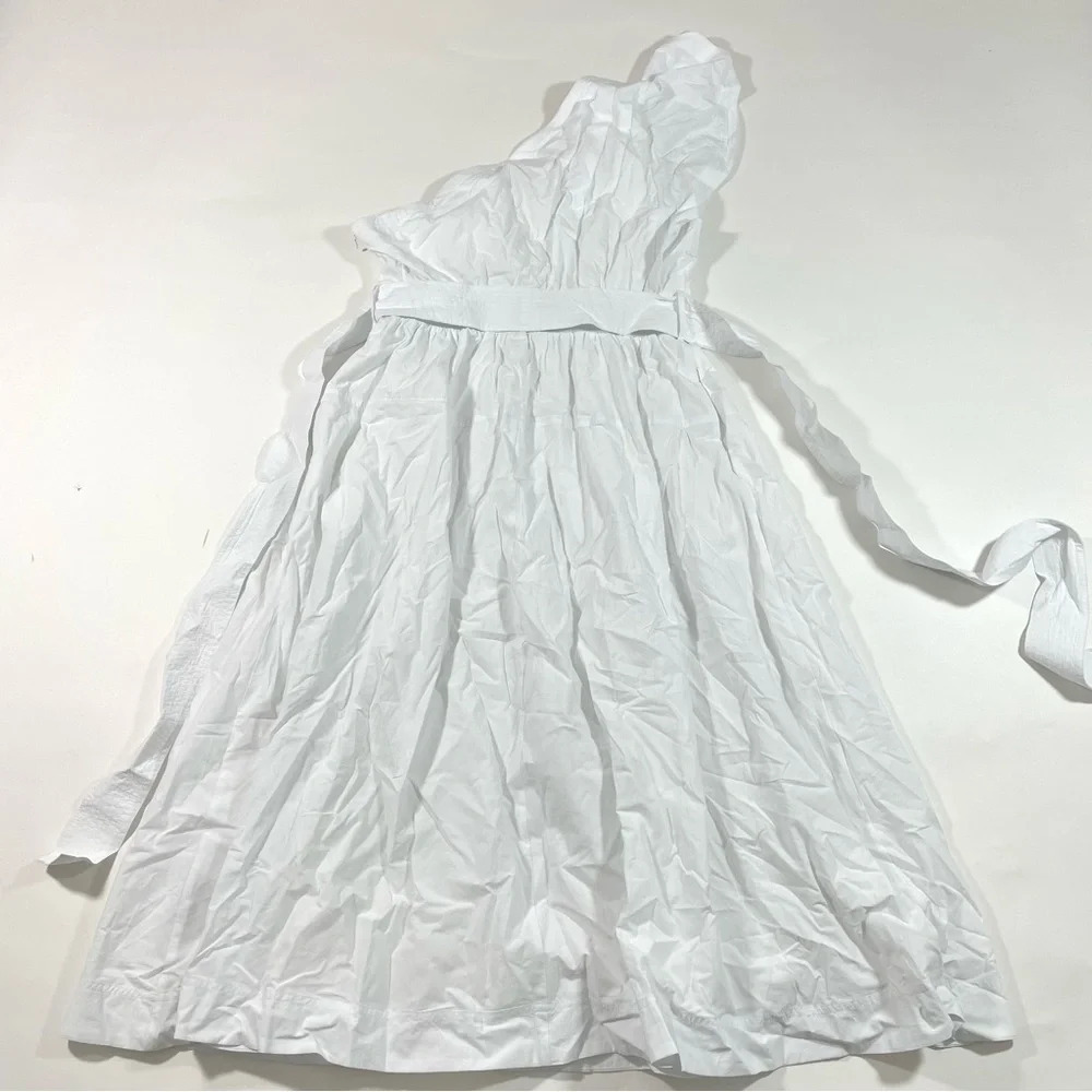 New Madewell Ruffled One Shoulder Midi Dress White Eyelet NK491 - Picture 4 of 9